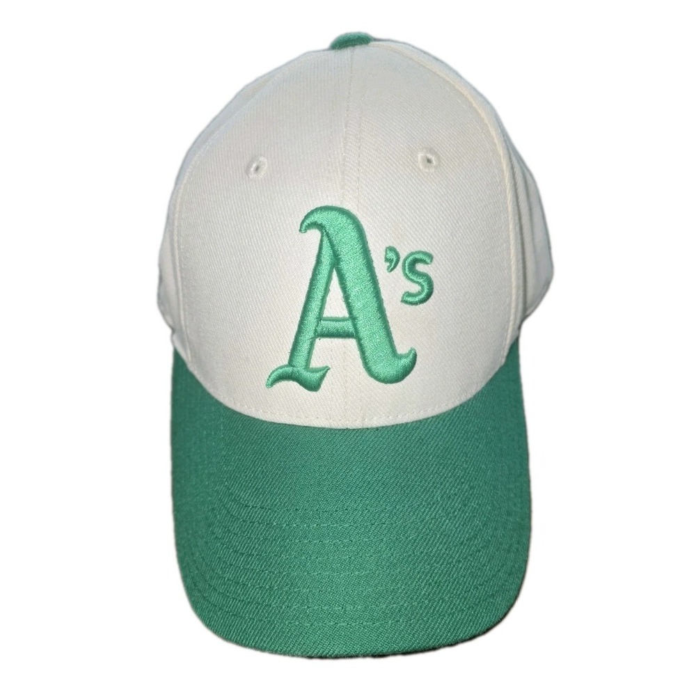 Oakland As Green White American Needle Coopertown Fitted Baseball HatSize 7 1/8